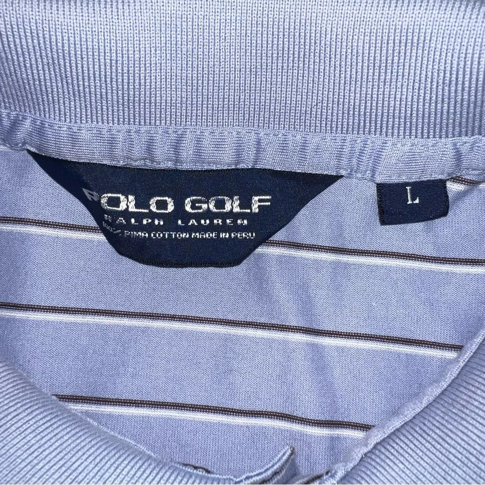 Ralph Lauren Polo Golf Men’s Striped Cotton Polo Shirt Light Blue – Size Large